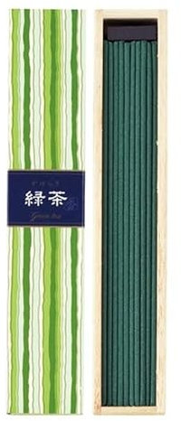 Räucherstäbchen aus Japan KAYURAGI 40 Stück Natürliche Inhaltsstoffe und Öle Incense Sticks Rauchstäbchen ohne Holzkern (Grüner Tee)