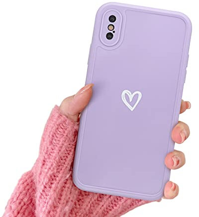 Newseego Compatible for iPhone XS MAX Phone Case, Fashion Cute Love-Heart Shape Simple Pattern iPhone XS MAX Soft Silicone Case Slim Light-wight Protective Back Cover TPU Case for iPhone XS MAX-Purple