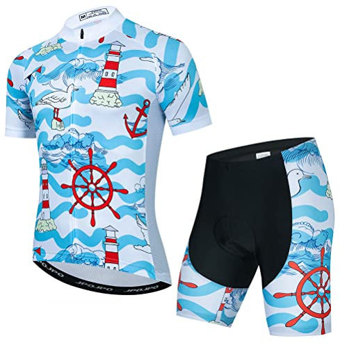 YOUALSO Herren-Fahrradtrikot-Set, kurzärmeliges Radshirt und Shorts, gepolsterter Anzug, Bike-Top