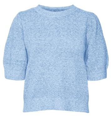 VERO MODA Damen VMDOFFY 2/4 O-Neck Pullover GA NOOS Strickpullover, Little Boy Blue/Detail:Melange, M
