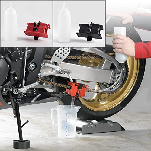 Lorababer Kit de Machine de Nettoyage de chaîne de Moto Brosse nettoyant Couvre chaînes Dispositif de Lubrification Accessoire de Lubrification adapté à Tous Les modèles (Rouge)