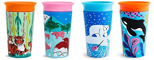 Munchkin Miracle 360° Wildlove Sippy Cup, 9Oz/266Ml, Rhino and Tiger, 2 Pack & Miracle 360 WildLove Sippy Cup, 9 oz / 266 ml, 2 Pack, Polar Bear/Orca