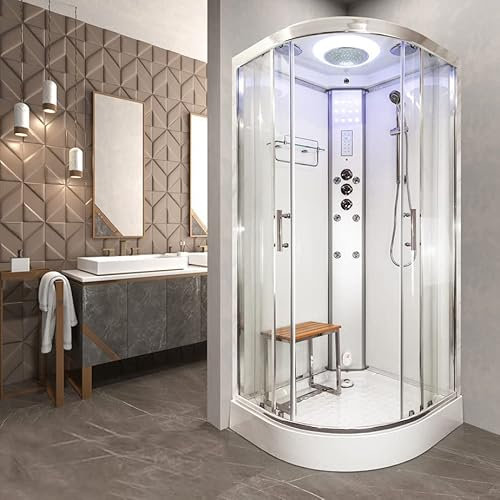 SS90 White Steam Shower Cabin (900 x 900 x 2200mm)