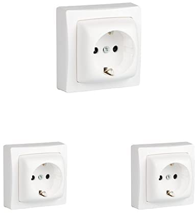 legrand 097380 Base de Enchufe Montaje En Superficie, 3680 W, Blanco, Paquete de 3