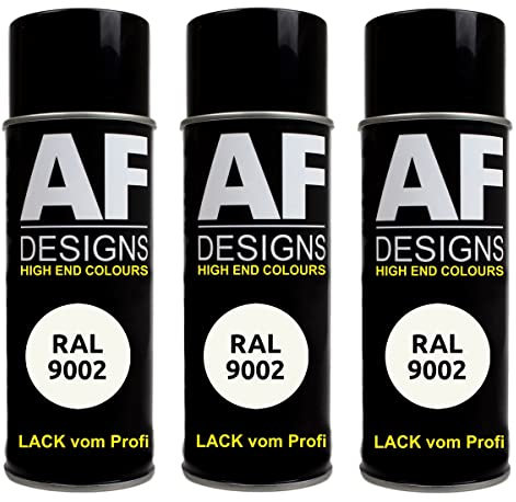Alex Flittner Designs Lackspray RAL 9002 GRAUWEISS seidenmatt 3x 400ml Spraydose Buntlack Autolack