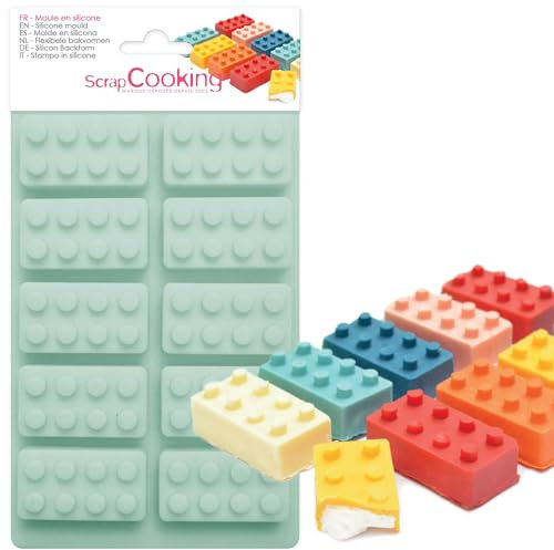 ScrapCooking - Moule Silicone Briques - 10 Formes Briques pour Chocolats & Gâteaux - Ustensile Souple Apte Four & Congélateur - Moule Pâtisserie Enfant Anniversaire - Vert d’Eau - 6729