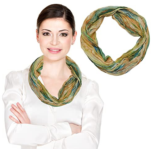 beybey® Modischer Schlauchschal Damen - Praktischer Loop Schal für vielseitige Styles - Loop Schal Damen (RB gelb grün)