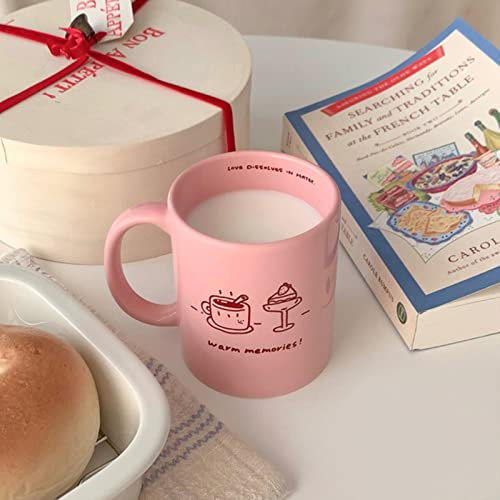 MOOCO MORNING Tasse de Noël rose en céramique - Tasse à café réutilisable - Pour thé, bière, eau, lait - 300 ml