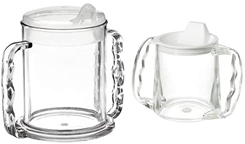 Performance Health Tasse transparente à deux anses 285ml & Homecraft Mug Transparent Anti-Éclaboussures, Mug de Voyage Portable avec Couvercle en Paille Pour Enfants,Personnes Âgées et Handicapées