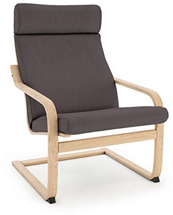 Vinylla Ersatzbezug für Ikea Poang Stuhl (Kissen-Design 3, Baumwolle - Dunkelgrau)