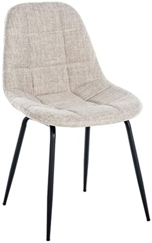 CLP Stuhl Tom I Esszimmerstuhl Mit Hochwertiger Polsterung I Besucherstuhl Mit 4-Fuß Metallgestell, Farbe:Creme, Material:Stoff