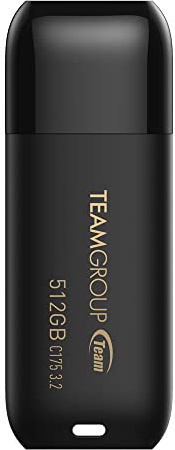 TEAMGROUP C175 512GB USB 3.2 Gen 1 (USB 3.1/3.0) Read 100MB/s Flash Thumb Drive, External Data Storage Memory Stick Compatible with Computer/Laptop Matte Black TC1753512GB01