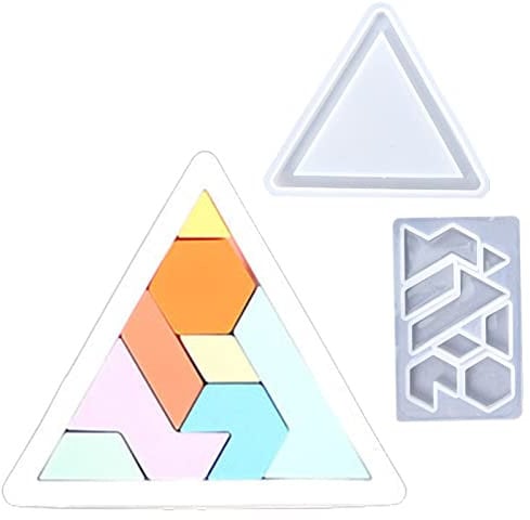 Resin Puzzle Mold - Tangram Mold | Funny Educational Game Molds Epoxy Casting Molds for DIY Puzzle Piece and Puzzle Base