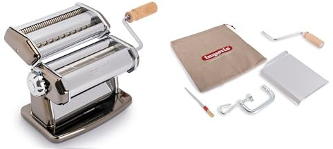 Imperia IPasta Gourmet. Macchina per la pasta ruvida. 100% Made in Italy. Macchina pasta fresca manuale acciaio inox. Sfogliatrice crea una sfoglia ruvida, lasagnette e fettuccine. (Nero)