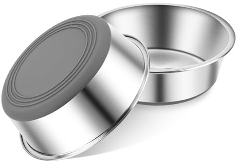 KFDDRN Pack of 2 Stainless Steel Dog Bowls for Food and Water | Silicone Base Non-Slip | Metal Dog Bowl Multiple Sizes for Cats | Small Medium Large Dogs (1800 ml)