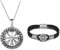 Zysta Herren Armband Wikinger Kompass Schmuck Set Vegvisir Anhänger Halskette Valknut geflochten Seil Armreif Nordischer Amulett für Männer