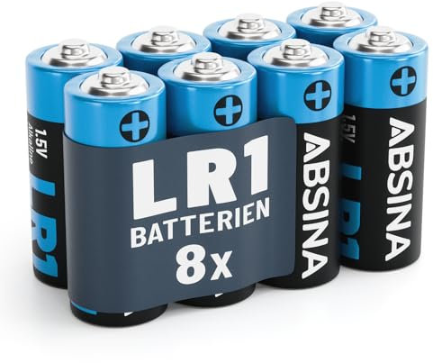 ABSINA 8X Batterie LR1 N Lady für Garagentoröffner, Taschenrechner und vieles mehr - Lady Batterie 1,5V Alkaline auslaufsicher & mit Langer Haltbarkeit - Batterie N, E90 Batterie, LR1 Batterie 1,5V