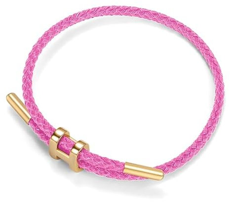 H Bracelet Femme en Acier Titane Bijou Réglable Personnalisé pour les Femmes, les Amoureux, les amis et la Famille (Rose)