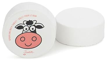 Isabelle Laurier - Galet de bain effervescent pour bébé et enfant - Bombe de bain - 97% d'ingrédients Naturels - Modèle Vache - Senteur Coco