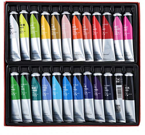 Yuecoom Pigment De Peinture, Ensemble De Peinture Acrylique 24 Couleurs, Imperméable, Peint à la Main, Tube De Pigments pour Peinture Murale, Fournitures De Dessin Artistique, 20 ML