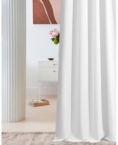 ROOM99 Vorhang mit Kräuselband Laurel 140 x 260 cm Breite x Höhe Schiebegardinen Curtain Wohnzimmer Schlafzimmer für Schinensystem Weiß, 1 Stück