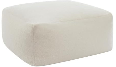 Vente-unique - Pouf en Tissu Bouclette Blanc SIRIETO