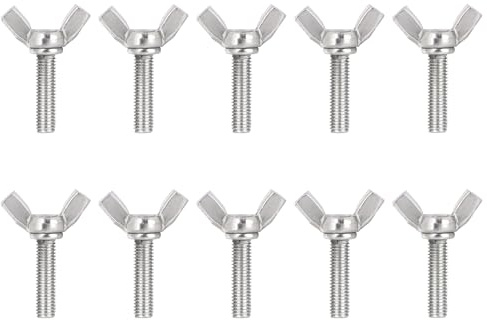 M6 x 10mm Wing Nuts Bolts, 304 Stainless Steel Butterfly Wing Bolts, Heavy Duty Hand Twist Tighten Fasteners Parts Screws for DIY Tools, Pack of 10