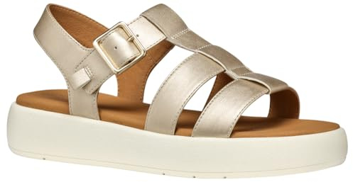 Geox Women's D CAMALEI B Flat Sandal, Lt Gold, 5 UK