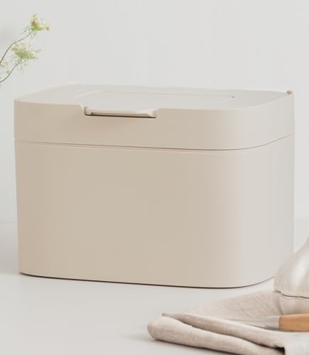KAZAI. Compost Bin 'Elin' | 4.5L Small Kitchen Bin with Lid & Carbon Filter | Food Waste Container, Odour-Free, Dishwasher Safe, with Inner Caddy | Caddy for Kitchen Counter Top | Taupe