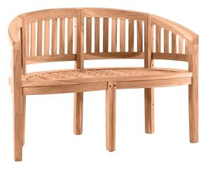 Dynamic24 Gartensitzbank in Bananenform 120cm Teak Sitzbank Parkbank Bank Holzbank massiv