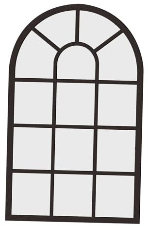 F Fityle Miroir Mural de fenêtre arquée, Miroir décoratif Rustique, Miroir en de fenêtre, décoration Murale pour entrée, vanité, Salle de Bains, décoration, Noir