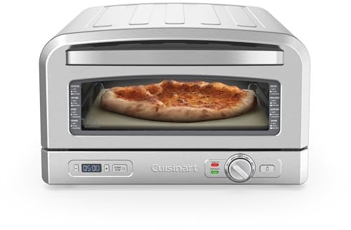Cuisinart Four à pizza , Pour l'intérieur , Goût de pizza au feu de bois , Prêt en 5 minutes , Kit : Pelle, couteau, pierre en céramique et plat creux , Temps et température réglables jusqu'à 400°C