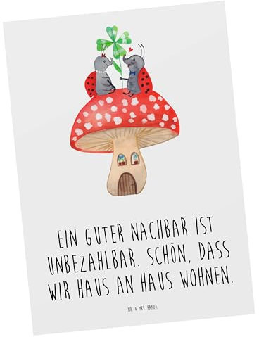 Mr. & Mrs. Panda Postkarte Guter Nachbar - Geschenk, Nähe, Grußkarte, Dankeschön, Vertrauen, Wertschätzung, Ansichtskarten, Hilfsbereitschaft,