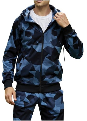 Ewleguzka Leichte Herren-Kapuzenjacke, aktiv, wasserabweisend, langärmelig, Camouflage-Druck, dünner, atmungsaktiver Mantel, Komfort, Herbst, Outdoor, Lounge, Tennis, Angeln, Camouflage1, L