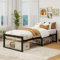 VECOCHO Bett90x200 cm,Bettgestell 90x200 mit Lattenrost aus Metall,Metallbett 90x200 cm mit Stauraum-32cm Hoch,Gästebett Doppelbett KeinBoxspringbett Erforderlich,Schwarz Bettrahmen