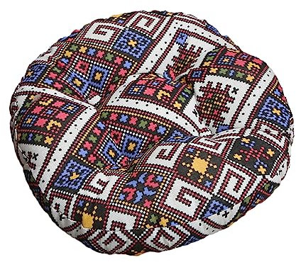 LinFortune Runde Sitzkissen für Garten Bedruckte Sitzpolster für Esszimmerstühle 40 cm/45 cm/50 cm Sitzpolster für Küchenstühle/Stuhlkissen Sitzpolster/gepolsterte Stuhlkissen (45 cm exotischer Stil)