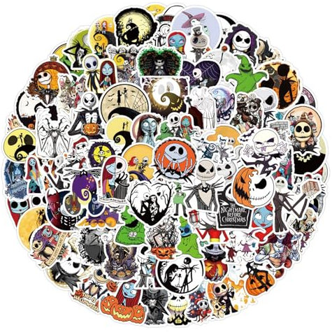 Halloween Aufkleber für Laptop(120PCS),Geschenk für Kinder Jugendliche Erwachsene Jungen,The Nightmare Before Christmas Wasserdicht Vinyl Aufkleber Stickers für Scrapbook,Skateboard,Auto,Gepäck