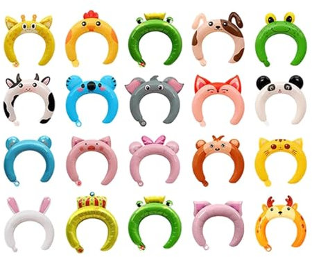 XIAOXIAOYU Bandeaux d'animaux, bandeau de ballons pour animaux, bandeau de fête, serre-tête de ballon, jouets gonflables - Chapeaux gonflables mignons, cadeaux de fête, animaux qui portent la tête