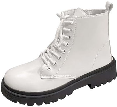 Stivali gotici punk, da donna, con plateau, tacco grosso, stivali da combattimento con lacci e cerniera, leggeri, stivali corti da esterno in tinta unita, con cerniera laterale, antiscivolo, casual,