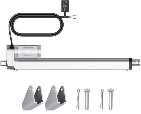 JiGiU Linearantrieb 1500N 300mm Verstellantrieb Linear Actuator Motor Linearmotor DC 12V Lineartechnik IP65 Wasserdicht Electric Motor Putter Elektrische Türöffner (Silber)