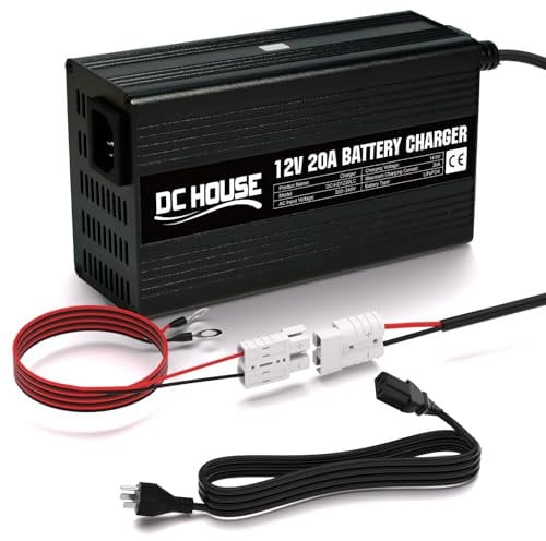20 Amp Battery Charger 12V Lithium LifePO4 Battery Charger 14.6V Automatic Smart Maintenance for Deep Cycle Battery Car Motorcycle Marine