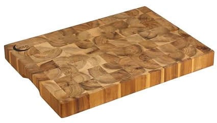 Premium Schneidebrett - Uranus, massives Stirnholz/Akazie, mit zwei Griffmulden, messerschonend & hygienisch, extra langlebig & stabil, 42.0 x 30.0 x 4.0 cm, MOON HOME