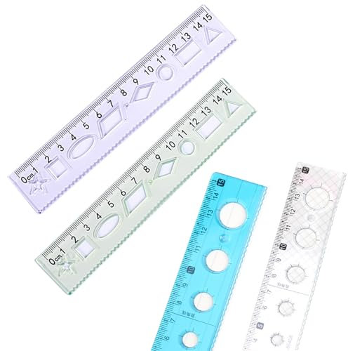 4er Lineal 15cm Kinder, Biegbare Kunststofflineale, Flexible Multifunktionales Geometrisches Schneiderlineal, Lineale Zeichnen Malen Zentimetermaß für Studenten Schule Büro Hausbedarf (1)