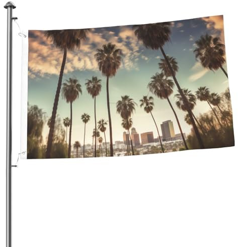 Willkommens-Gartenflagge, doppelseitig, Los Angeles Palmen, Flaggen für draußen, dekorative Hofflagge, Innen- und Außenbereich, Urlaubsflaggen für alle Jahreszeiten, 60 x 90 cm