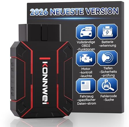 KONNWEI MAXOBD Auslesegerät Auto für OBDII Fahrzeuge ab 2002 mit ABS SRS | Vollsystem Diagnose Fehlerspeicher Auslesegerät mit DTC-Definition,I/M-Bereitschaft, Spannungserkennung,für iOS und Android