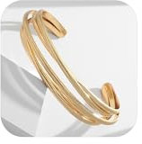 HolidayQbee Bracciale Donna Oro Doppio Filo Anallergico, Polsino Aperto Regolabile Non Scolorisce, Design Moderno Fatto A Mano, Idea Regalo Anniversario