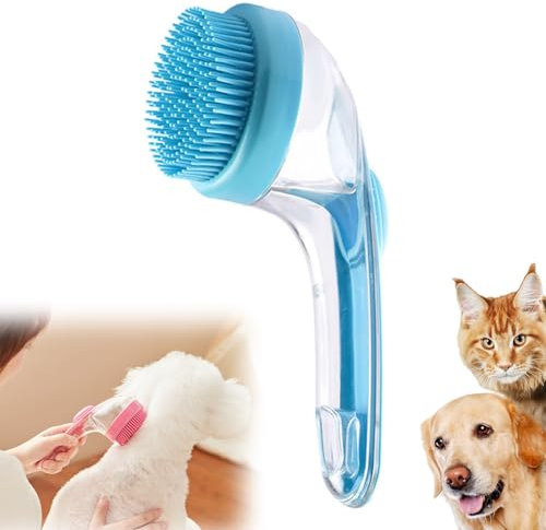 Dog Bath Brush, Soft Silicone Dog Shampoo Brush, Pet Massage Dispenser Bubble Brush, Pet Shower Cleaning Brushs, for Short Long-Haired Dogs Cats (Blue)