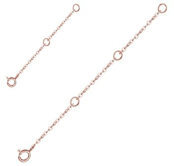 AOBOCO 925 Sterling Silver Chain Extender for Necklaces Bracelets and Anklets, Adjustable Jewellery Extender Set - 2 4 Rose Gold Plated