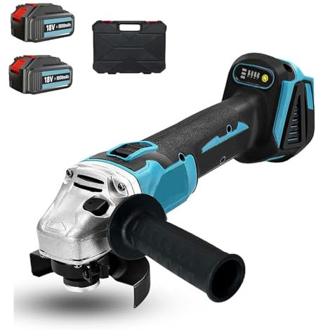 Akku Winkelschleifer Cordless, 125mm mit Bürstenlosem Motor mit 2x5500mAh Akku,zum Entfernen von Farbe und Mörtel,Polier, zum Schleifen