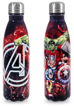 H&H Bottiglia Termica, Bambini e Adulti, Borraccia in Acciaio Inox, Decoro Avengers Redstorm - 0,5Lt, Isolamento Termico, Design Unico, Ideale per Sport e Tempo Libero, Idea regalo